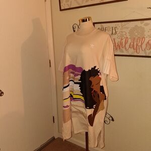 Adidas Cream Graphic T-Shirt Dress